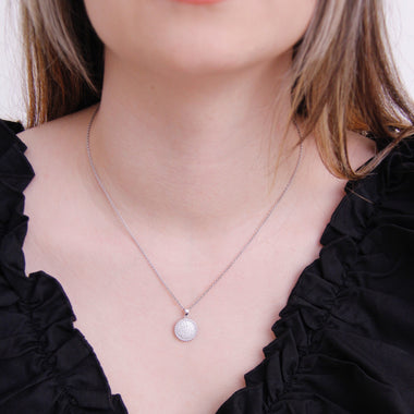 Sterling Silver Rope Outline Pendant with Cubic Zirconia Center Stones