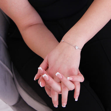 Silver Heart Bracelet with Cubic Zirconia