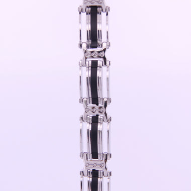 Stainless Steel Bracelet with Black Rubber