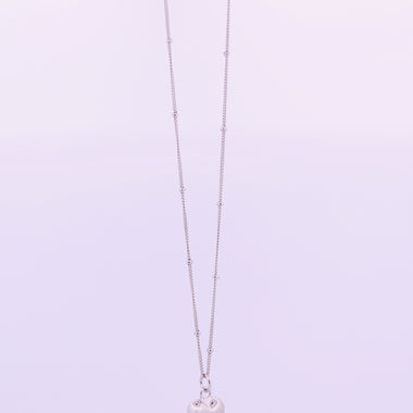 Sterling Silver Puffed Heart Beaded Chain Necklace