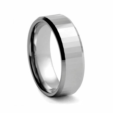 Brushed Step Cut Tungsten Ring
