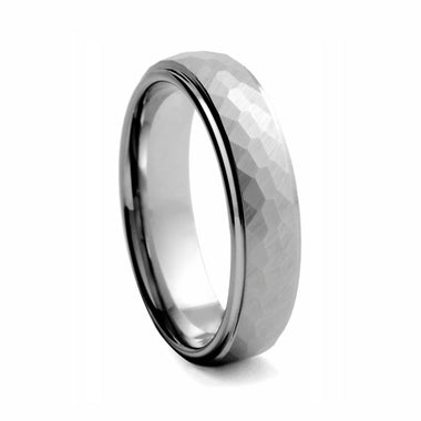 Hammer Finished Tungsten Ring