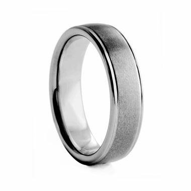 Brushed Center With Level Edges Tungsten Ring