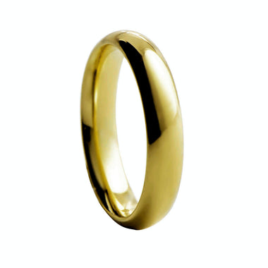 Yellow Rounded Polished 4mm Tungsten Ring