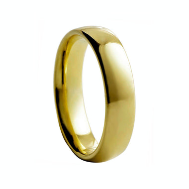 Yellow Rounded Polished 6mm Tungsten Ring