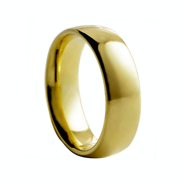 Yellow Rounded Polished 8mm Tungsten Ring