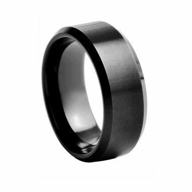 Black Flat Brushed Center Tungsten Ring