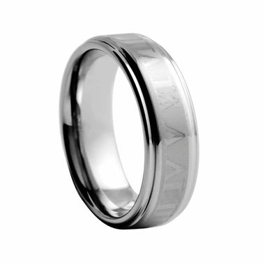Flat Brushed With Roman Numerals Tungsten Ring