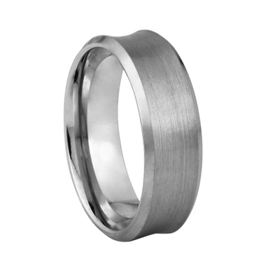 Concave Brushed Finish Tungsten Ring
