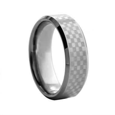Checkerboard Design Tungsten Ring