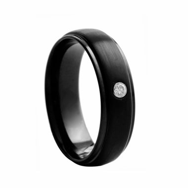 Black Brushed With Cubic Tungsten Ring