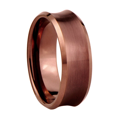 Bronze Concave Brushed Finish Tungsten Ring