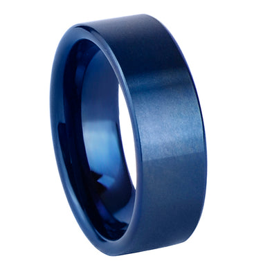 Royal Blue Flat Brushed Tungsten Ring