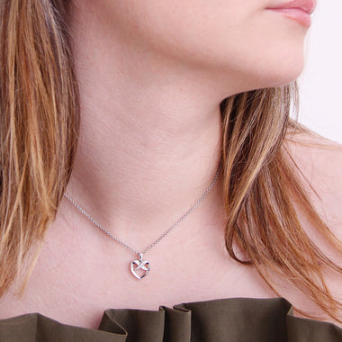 Sterling Silver Infinity Heart Stud Earrings and Pendant Set