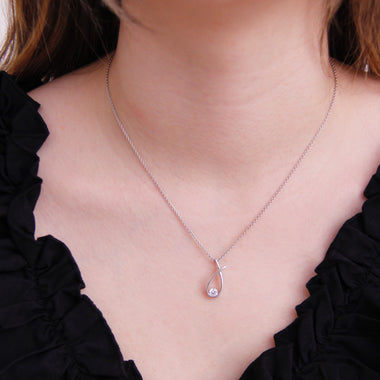 Sterling Silver Loop with Cubic Zirconia Stone Pendant