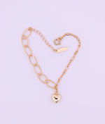 Yellow Gold Plated Sterling Silver Link Bracelet with Gold Heart