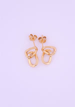 Yellow Gold Plated Silver Link Chain Earrings with Cubic Zirconia Stones