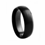 Black Rounded Brushed Tungsten Ring