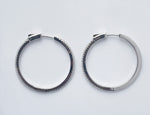 Large Huggie Hoop Earrings in Sterling Silver with Cubic Zirconia