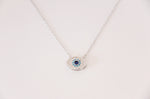 Blue Eye Cubic Zirconia Pendant and Necklace in Sterling Silver