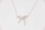 Ribbon Bow Shaped Pendant and Necklace in Sterling Silver