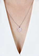 Heart Shaped Pendant and Necklace in Sterling Silver with Cubic Zirconia