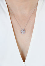 Four Hearts Leaf Clover Pendant and Necklace in Sterling Silver with Cubic Zirconia