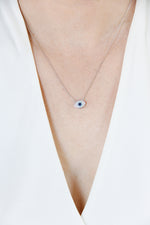 Blue Eye Cubic Zirconia Pendant and Necklace in Sterling Silver