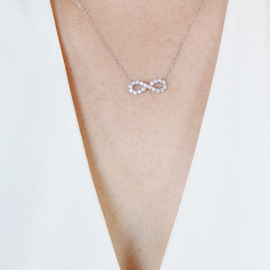 Infinity Pendant and Necklace in Sterling Silver with Cubic Zirconia