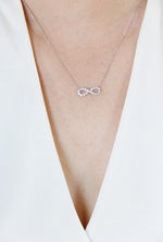 Infinity Pendant and Necklace in Sterling Silver with Cubic Zirconia