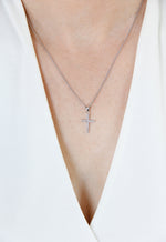 Cross Pendant in Sterling Silver with Cubic Zirconia