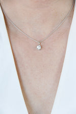 Round Bezel Solitaire Set Pendant in Sterling Silver with Cubic Zirconia