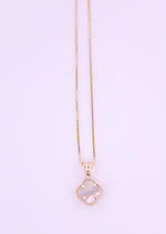10K Yellow Gold Mother of Pearl Clover Pendant with Chain
