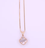 10K Yellow Gold Mother of Pearl Clover Pendant with Chain