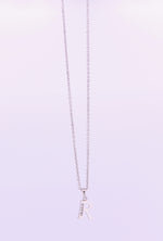 14K White Gold Initial Pendant with Chain
