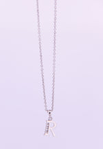 14K White Gold Initial Pendant with Chain