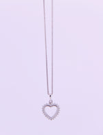 10K White Gold Cubic Zirconia Heart Pendant with Chain