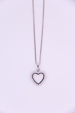 10K White Gold Cubic Zirconia Heart Pendant with Chain