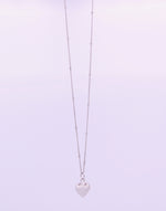 Sterling Silver Puffed Heart Beaded Chain Necklace