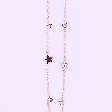Yellow Gold Plated Sterling Silver Necklace with Cubic Zirconia
