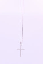 10K White Gold Cross Pendant with Chain