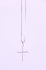 10K White Gold Cross Pendant with Chain