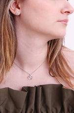 Sterling Silver Infinity Heart Stud Earrings and Pendant Set