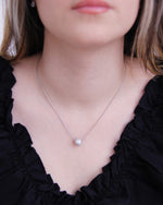 Sterling Silver Pave Round Silver Bead Pendant