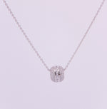 Sterling Silver Pave Round Silver Bead Pendant