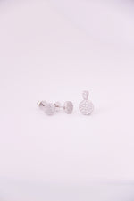 Sterling Silver Round Pave Stud Earrings and Pendant Set