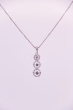 Sterling Silver Round Triple Drop Pendant with Cubic Zirconia