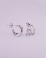 Sterling Silver Triple Hoop Huggie Earrings
